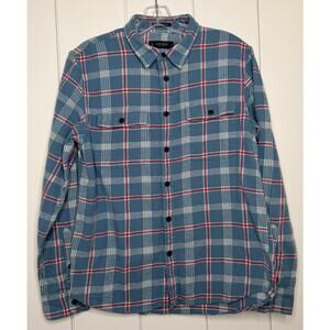 Lucky Brand Plaid Flannel Shirt Men’s S Blue Red White Cotton